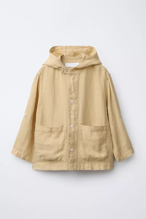 100% LINEN HOODED OVERSHIRT | Zara US