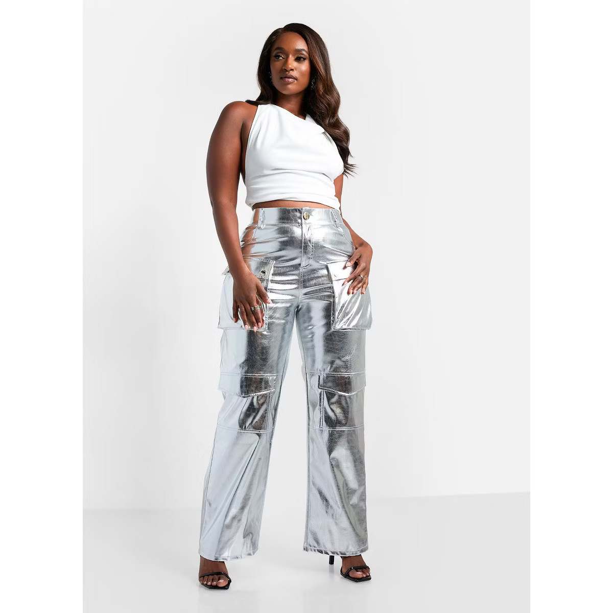 Rebdolls Women's Lena Metallic Wide Leg Cargo Pants | Target