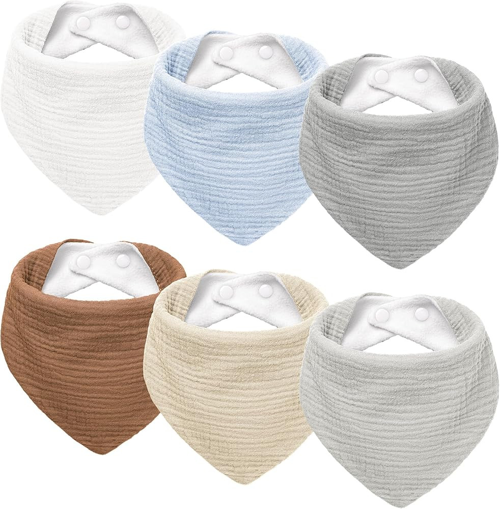 Susurration Muslin Baby Drool Bibs 6Pack Soft Triangular Adjustable Baby Bandana Bibs for Unisex ... | Amazon (US)