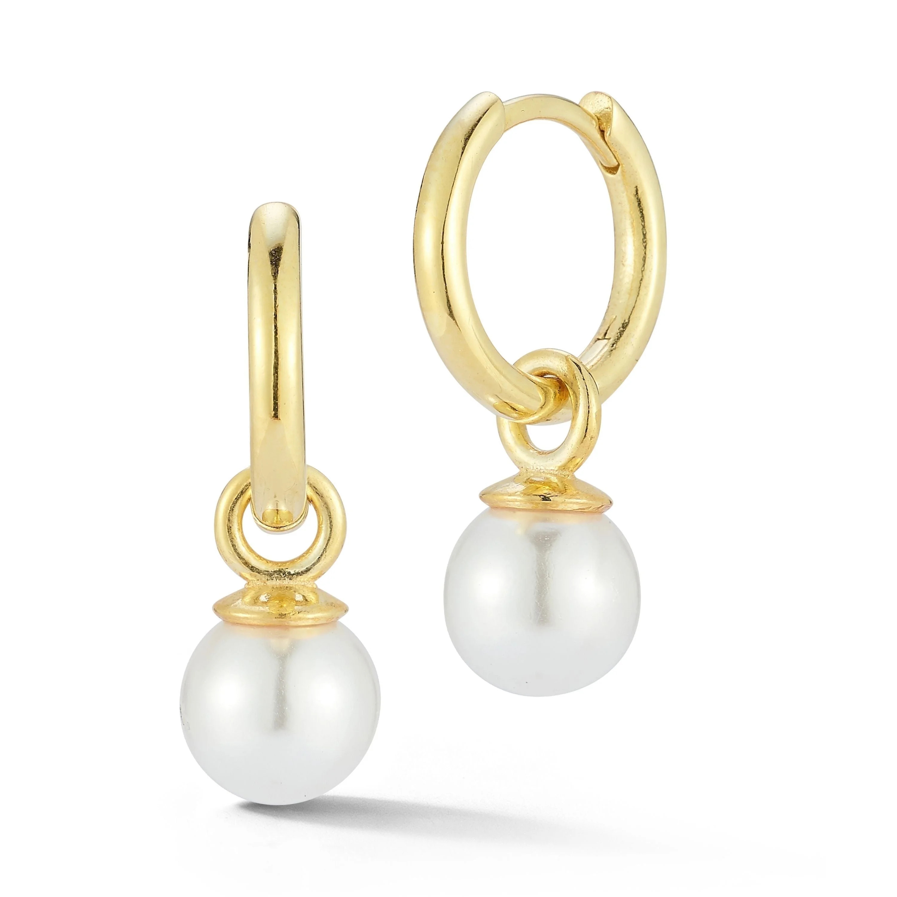 Adesso Milano Jewelry Sterling Silver Small Hoop Earrings with White Pearl for Women, Gold | Walmart (US)
