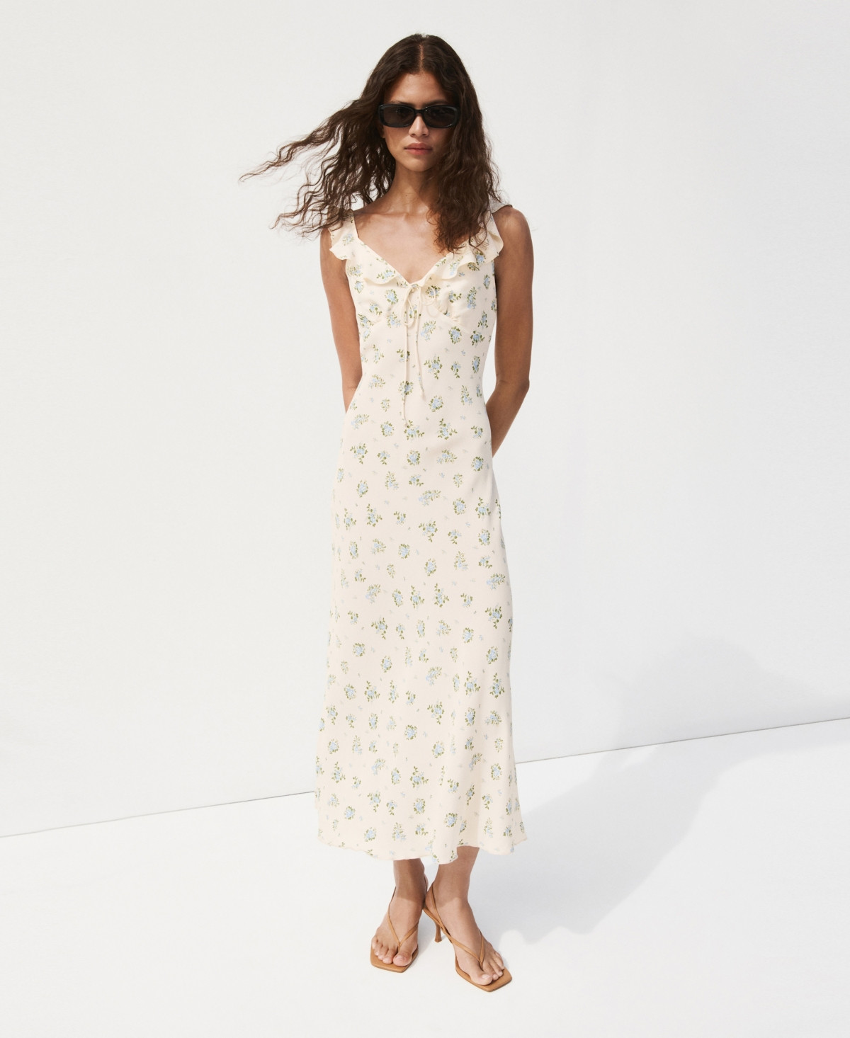 Mango Women's Floral Print Dress - Ecru | Macy's