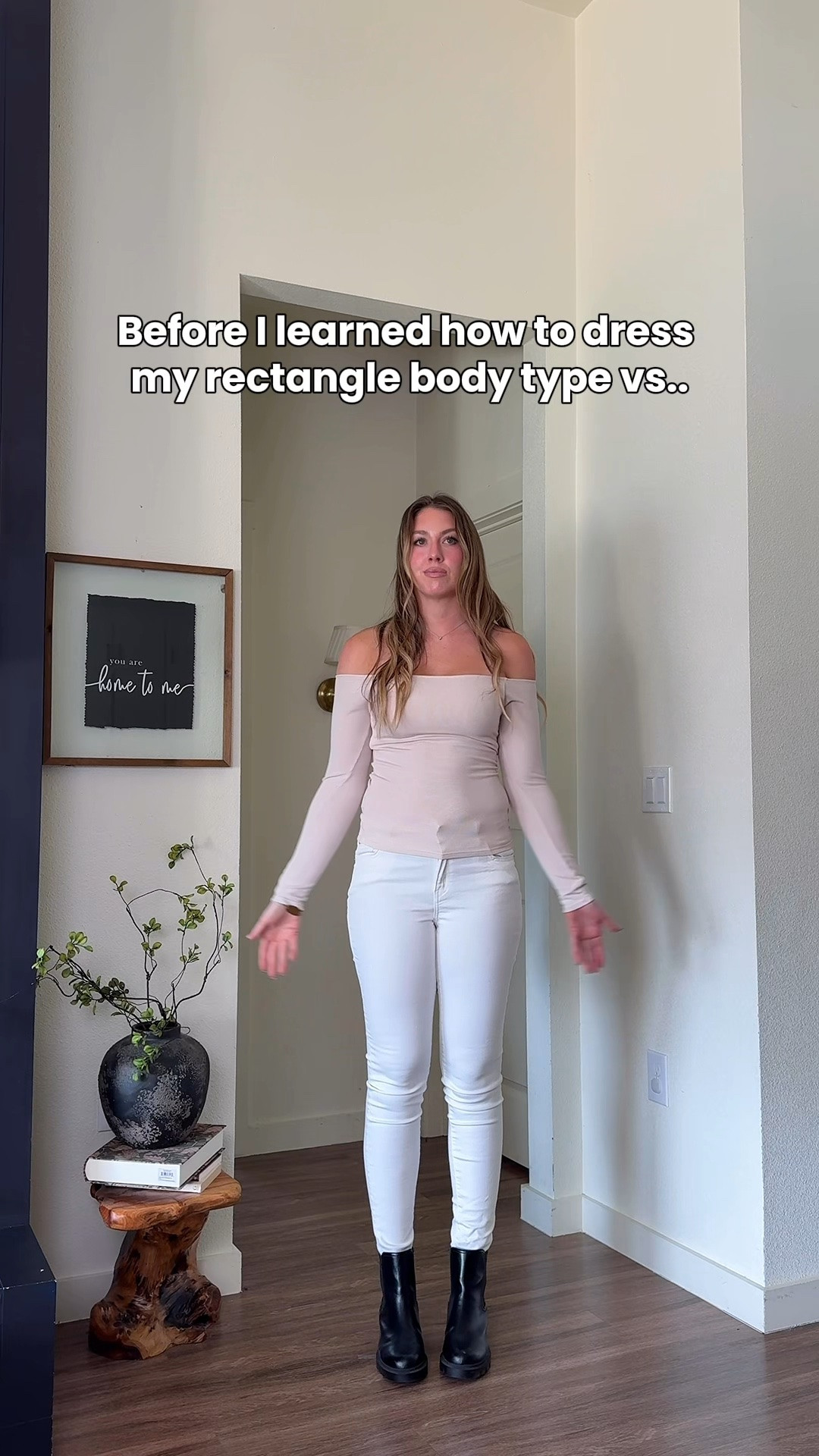 Maybe it’s not actually your body - maybe it’s just how you’re styling it! Your rectangle body type these outfits are all rectangle body approved. They create the illusion of curves and find your waist to give you a more flattering appearance! I am 510 where a small/4/27 tall or extra tall in bottoms, medium, and skirts, small and tops, medium in jackets.