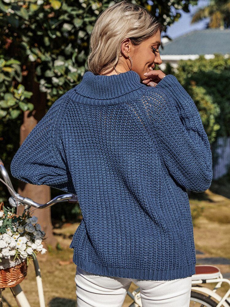 Turtleneck Raglan Sleeve Sweater | SHEIN
