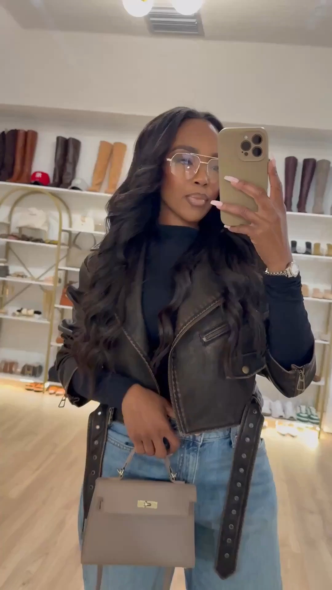 Scroll to shop! ✨ Everything from this look is linked below. Original leather jacket is sold out, linking similar ones for you!!👇🏽    
Wearing: Size Small | 5’4” | 140 lbs  
📲   Download the FREE LTK app & follow me (@kirasfashionfinds) to shop all my daily finds.  #LTKootd #LTKPetite #LTKU