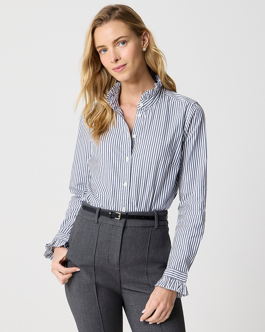 Ruffleneck button-up top | J.Crew Factory