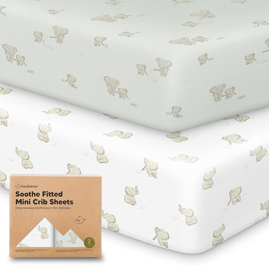 2-Pack Mini Crib Sheets Fitted - 38x26 Pack N Play Sheets for Pack and Play Mattress, Organic Cot... | Amazon (US)