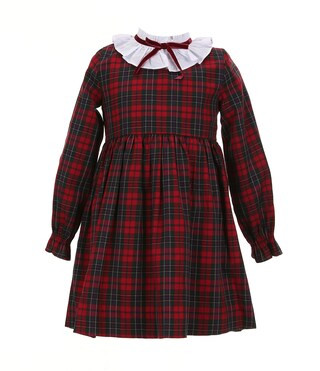 x Darby Fallon Clark Little Girls 2T-6X Julia High Neck Long Sleeve Plaid Dress | Dillard's