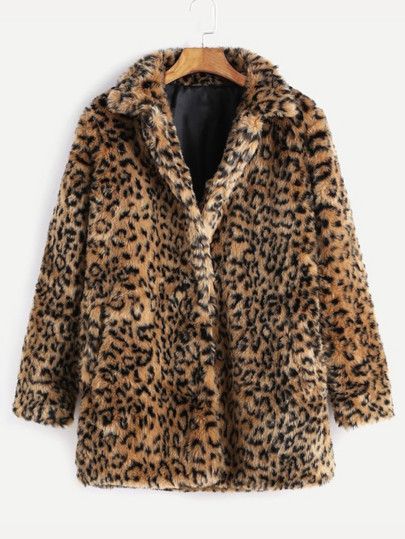Leopard Button Up Faux Fur Coat | SHEIN