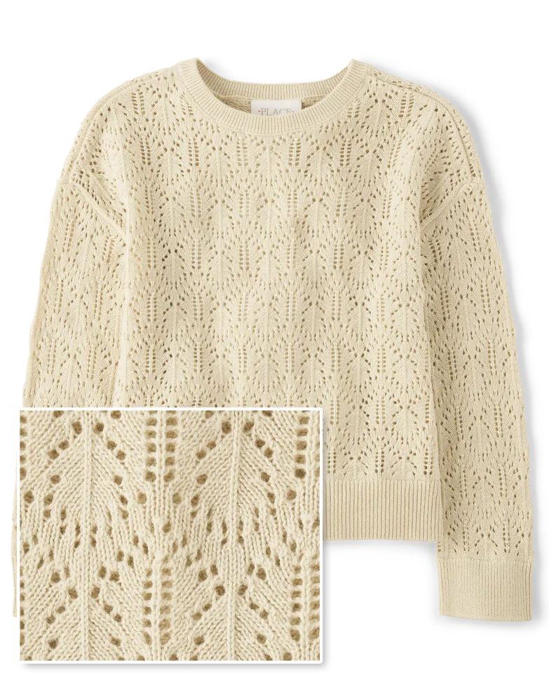 Girls Pointelle Sweater - frappe | The Children's Place