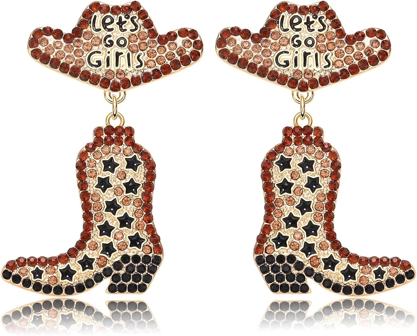 Western Earrings Sparkle Rhinestone Beaded Star Cowgirl Boot Earrings Western Country Concert Out... | Amazon (US)