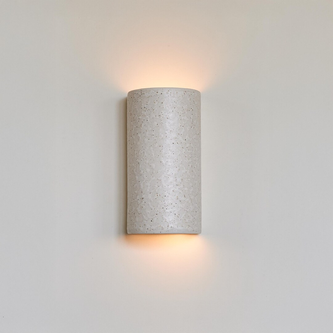 Handcrafted Speckled Beige Ceramic Wall Sconce - Modern Clay Lamp for Ambient Lighting - Etsy | Etsy (US)