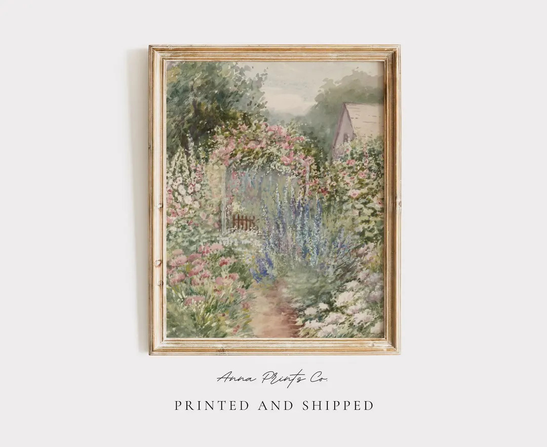 MAILED Giclée Print | Flower Garden Antique Watercolor Painting | Vintage Spring Artwork | Cotta... | Etsy (US)