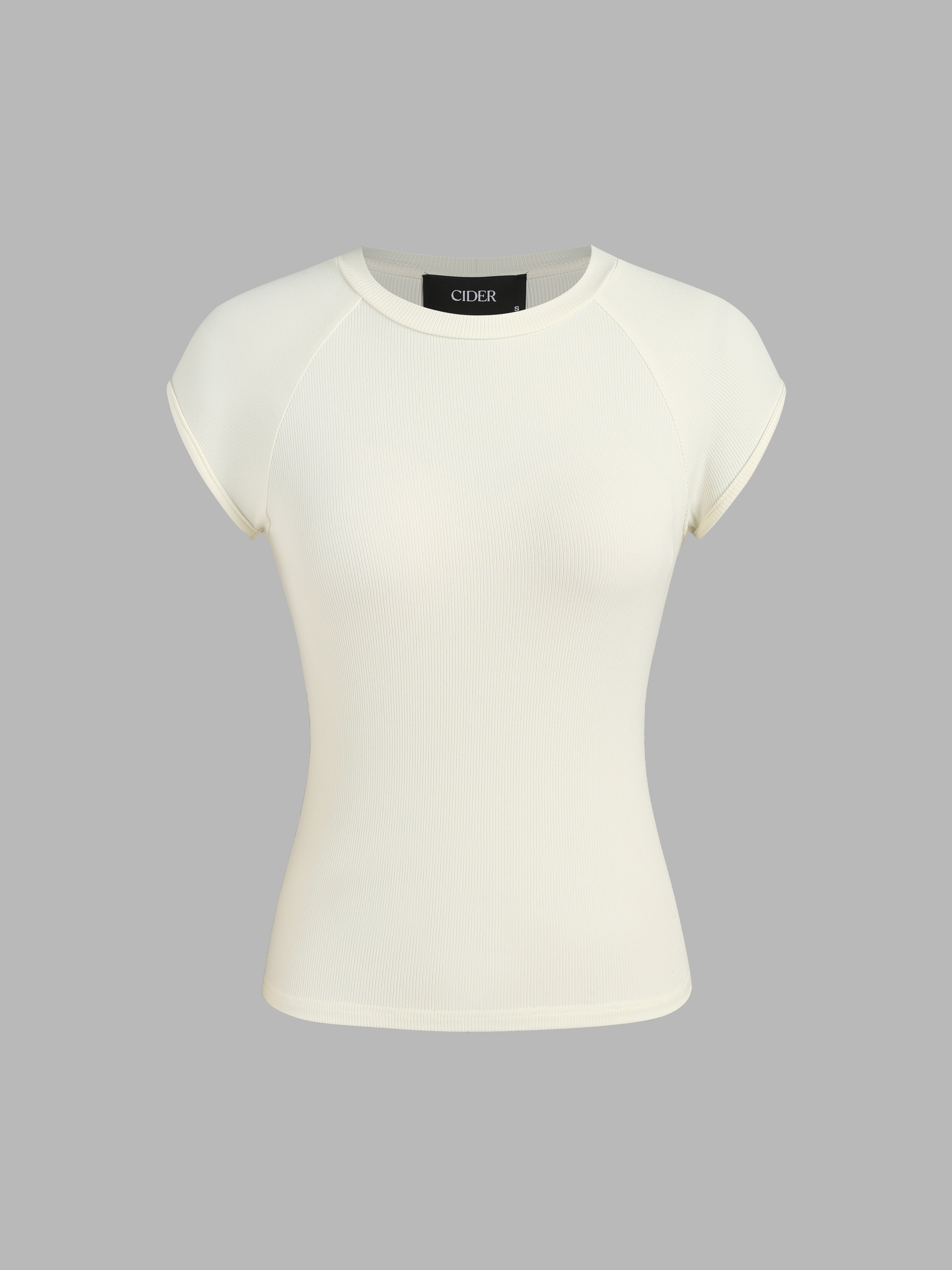 Cute Tops Knit Fabric Solid Round Neckline Short Sleeve Tee For Daily Casual | Cider