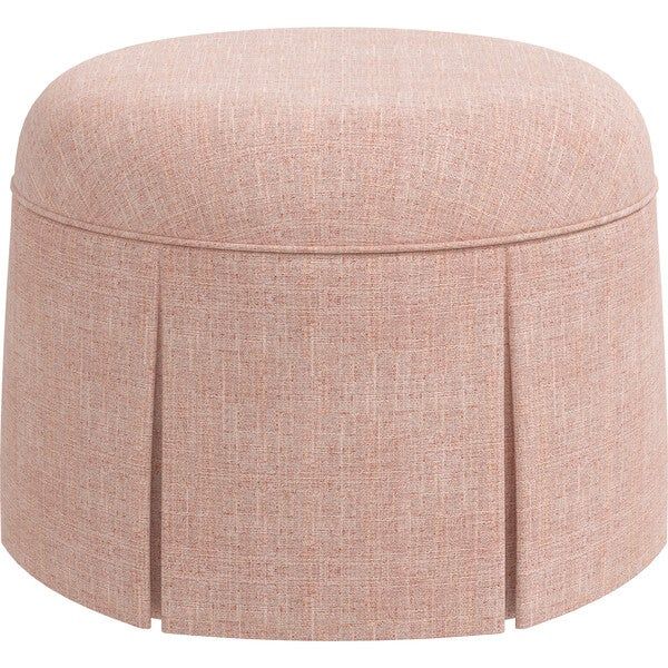 Beatrix Skirted Ottoman, Rosequartz Linen - Nursery Chairs & Ottomans | Maisonette | Maisonette