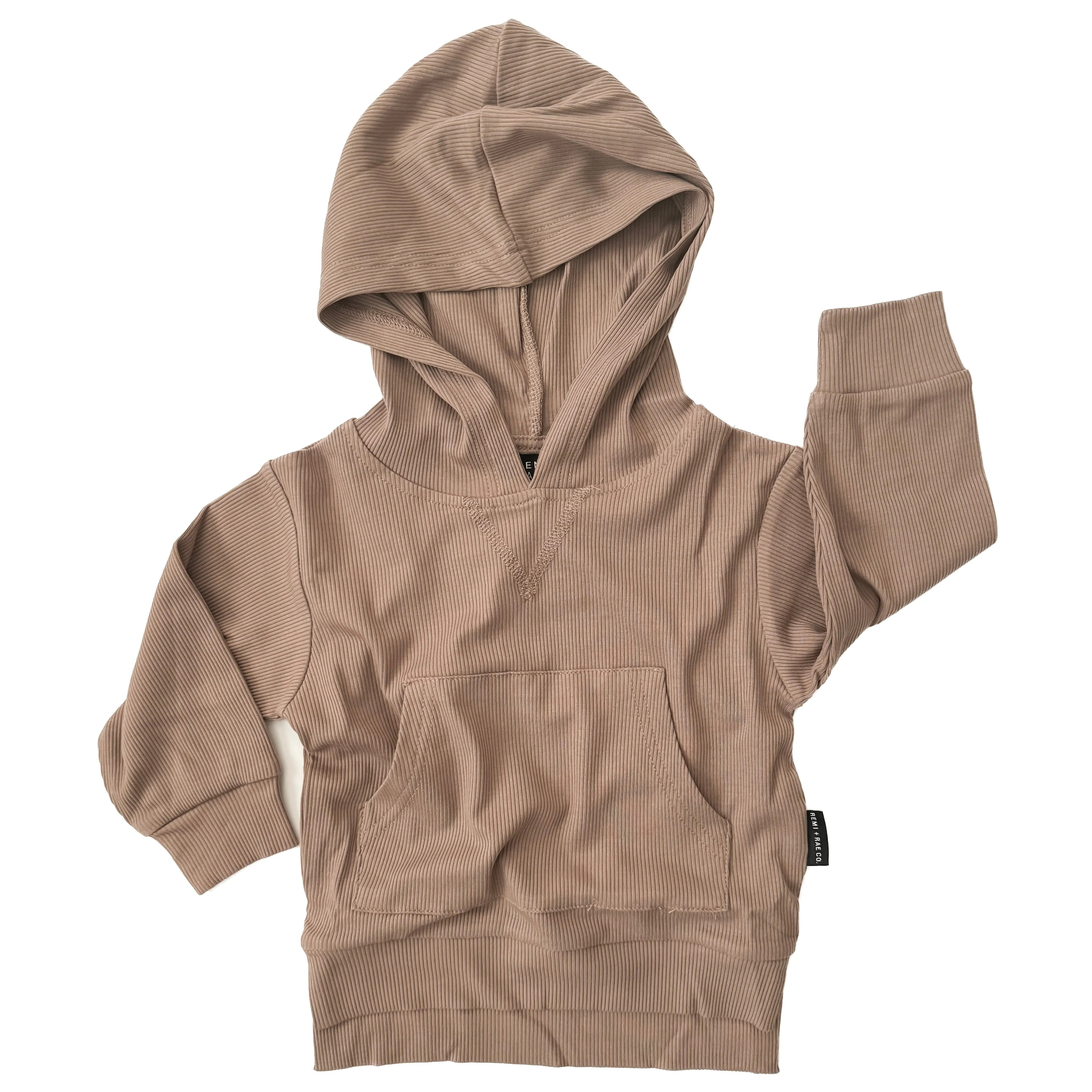 BAMBOO RIBBED HOODIE - COFFEE | REMI + RAE CO.