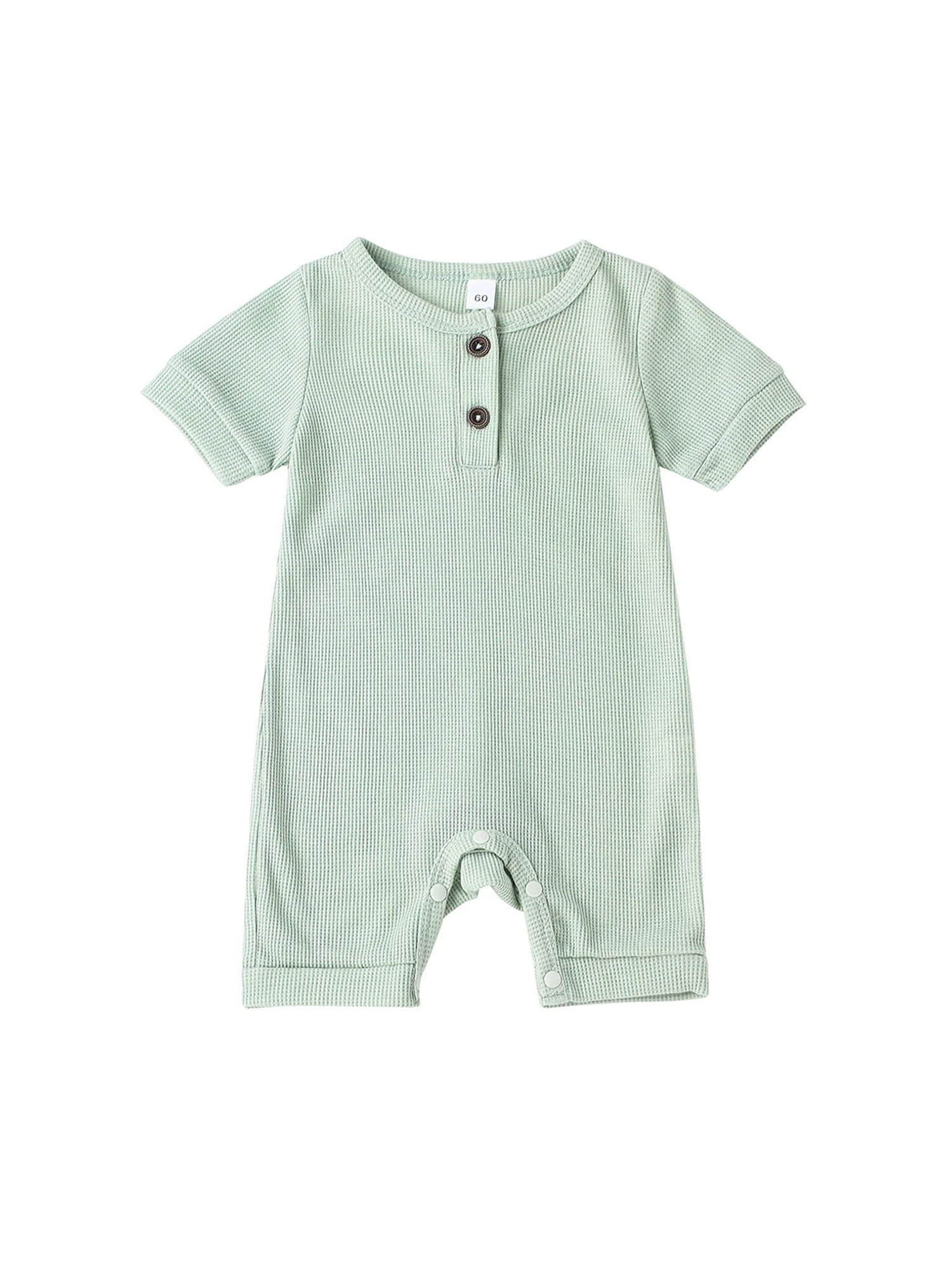 Kiapeise Unisex Newborn Baby Boy Girl Summer Romper Waffle Knitted Jumpsuit Short Infant Solid Cl... | Walmart (US)