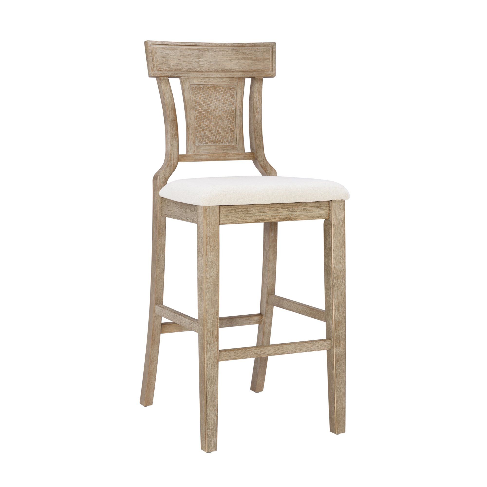 Linon Rylan 30" Bar Stool, Rustic Brown Finish with Beige Fabric | Walmart (US)