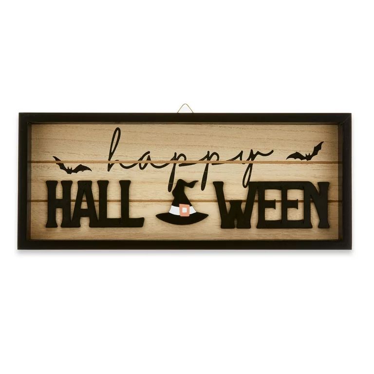 Halloween Multicolor Wood Happy Halloween Tabletop, 11.88 in x 1 in x 4.88 in, by Way To Celebrat... | Walmart (US)