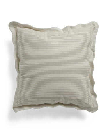 20x20 Sarah Striped Pillow With Scalloped Edging | Polyester/Cotton | Marshalls