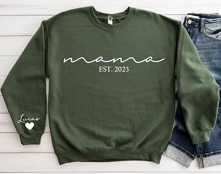 Custom Mama Sweatshirt with Kid Names on Sleeve Personalized Mom Sweatshirt for Women for Mom Swe... | Amazon (US)