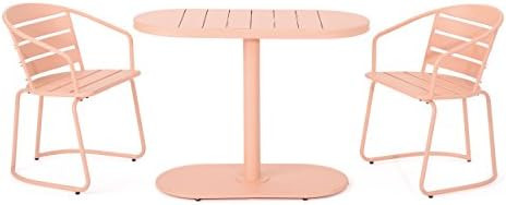 Christopher Knight Home Santa Monica Outdoor Iron Bistro Set, Matte Coral | Amazon (US)