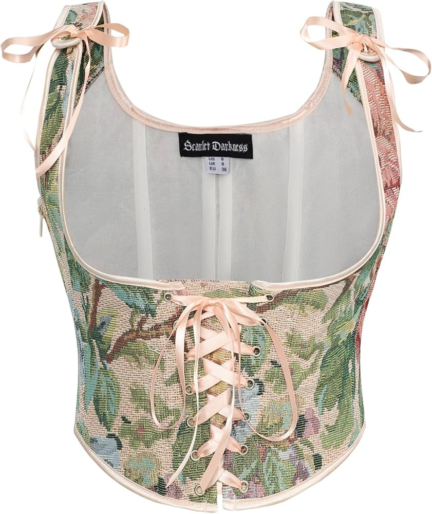 Scarlet Darkness Women's Renaissance Corset Floral Underbust Corset Tops Vintage Boned Corset Bel... | Amazon (US)