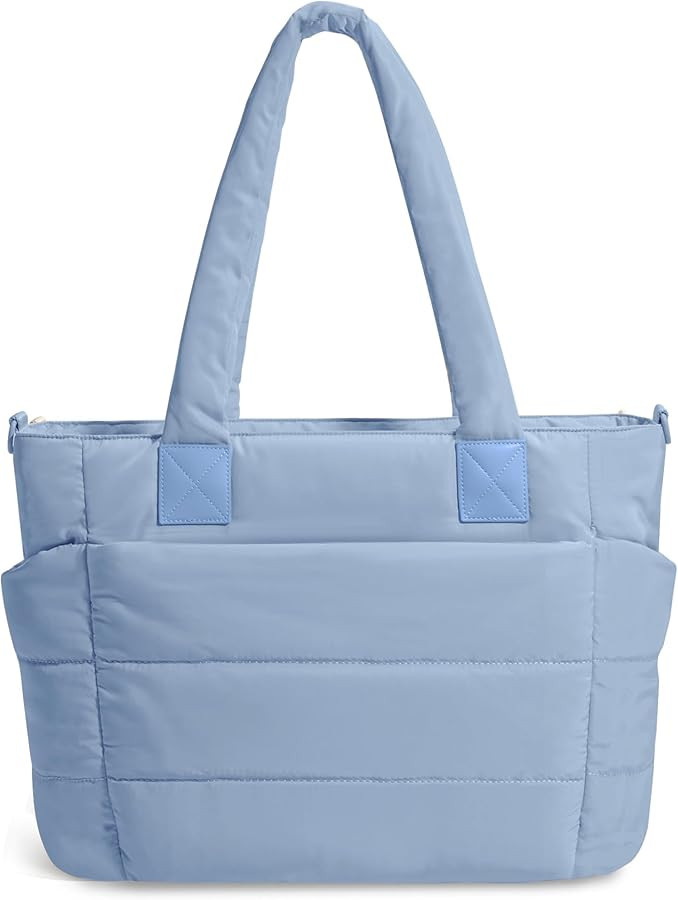 Tote Bag for Women Puffer Tote Bag Large Nurse Bags Shoulder Handbag with Zipper for Work Travel | Amazon (US)