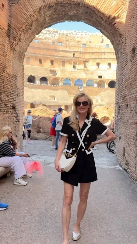 A fit check for our visit the Colosseum in Rome! 💃 P.S. This super chic rompers is currently ON SALE!!!

There's so much I love about this really elevated and unique romper. I like that the front has a faux skirt, so the romper looks more like a dress. The style is very classic and sophisticated with its luxe gold buttons and contrast white trim. It is also really flattering. The material is unique and surprising ... the romper is made of a super lightweight terry cloth fabric that's breathable and comfortable. It's a perfect one-and-done elevated summer piece for sightseeing, meeting with friends, shopping, dinner... you name it! 

This runs a little short so please factor that in if you are considering buying it. I would not get it if you are buy it if you are really tall or have a long torso.

Also, if I ever think about tinting my eyebrows again, someone please talk me out of it! 🤦🏼‍♀️😆

~Erin xo 

#LTKFindsUnder100 #LTKTravel #LTKSaleAlert