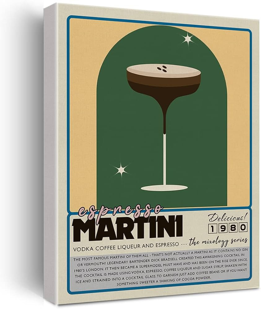 Funny Cocktail Canvas Print Decor Martini Espresso Art Wall Painting Posters 12”X15” Modern H... | Amazon (US)