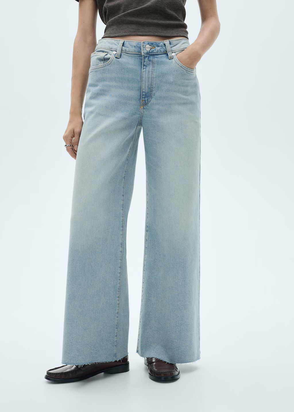 Mid waist culotte jeans | MANGO (US)