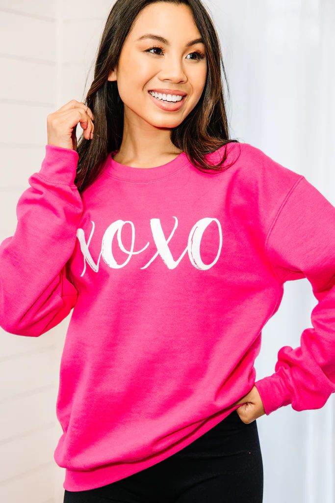 Hugs And Kisses Heliconia Pink Graphic Sweatshirt | The Mint Julep Boutique