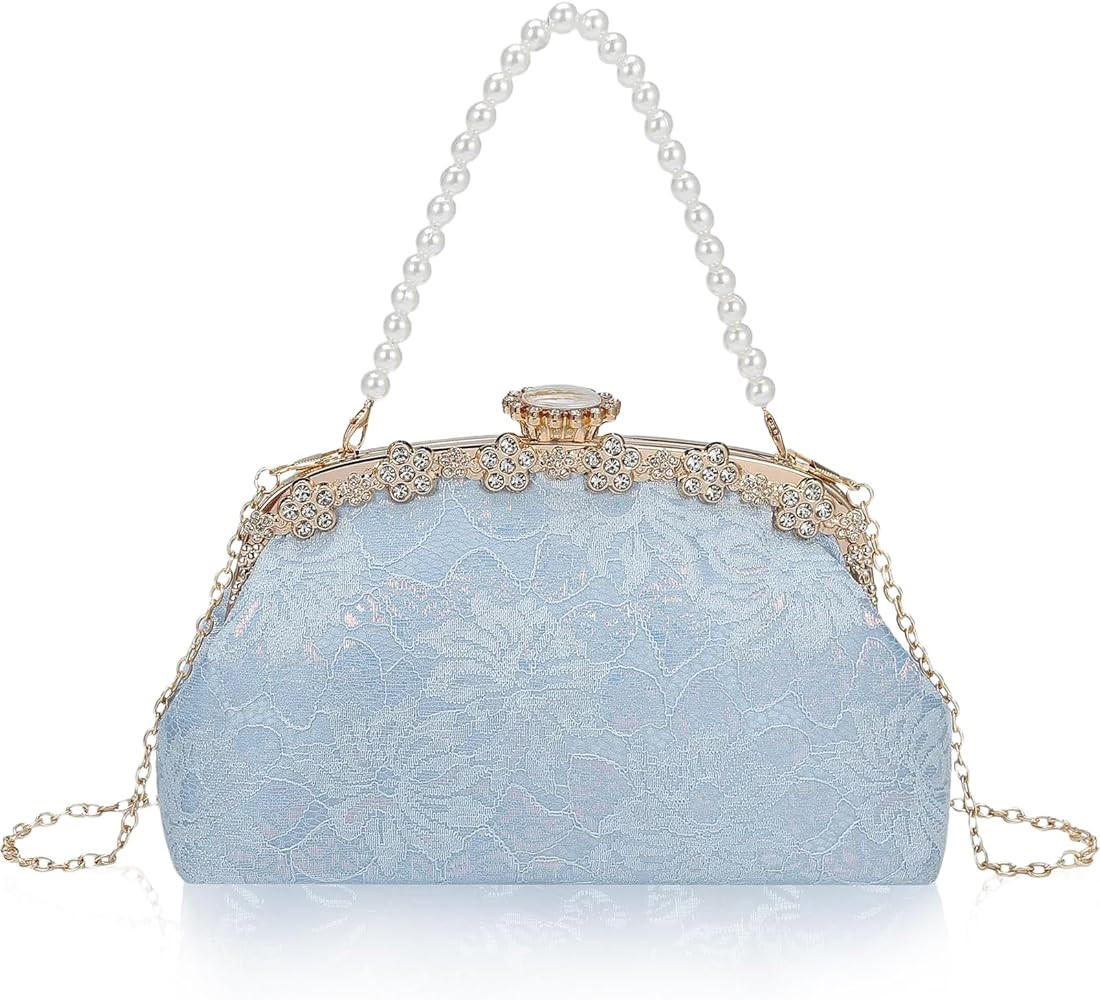YYW Clutch Purse for Women Lace Formal Evening Bag with Rhinestones for Wedding Prom Party Clutch... | Amazon (US)