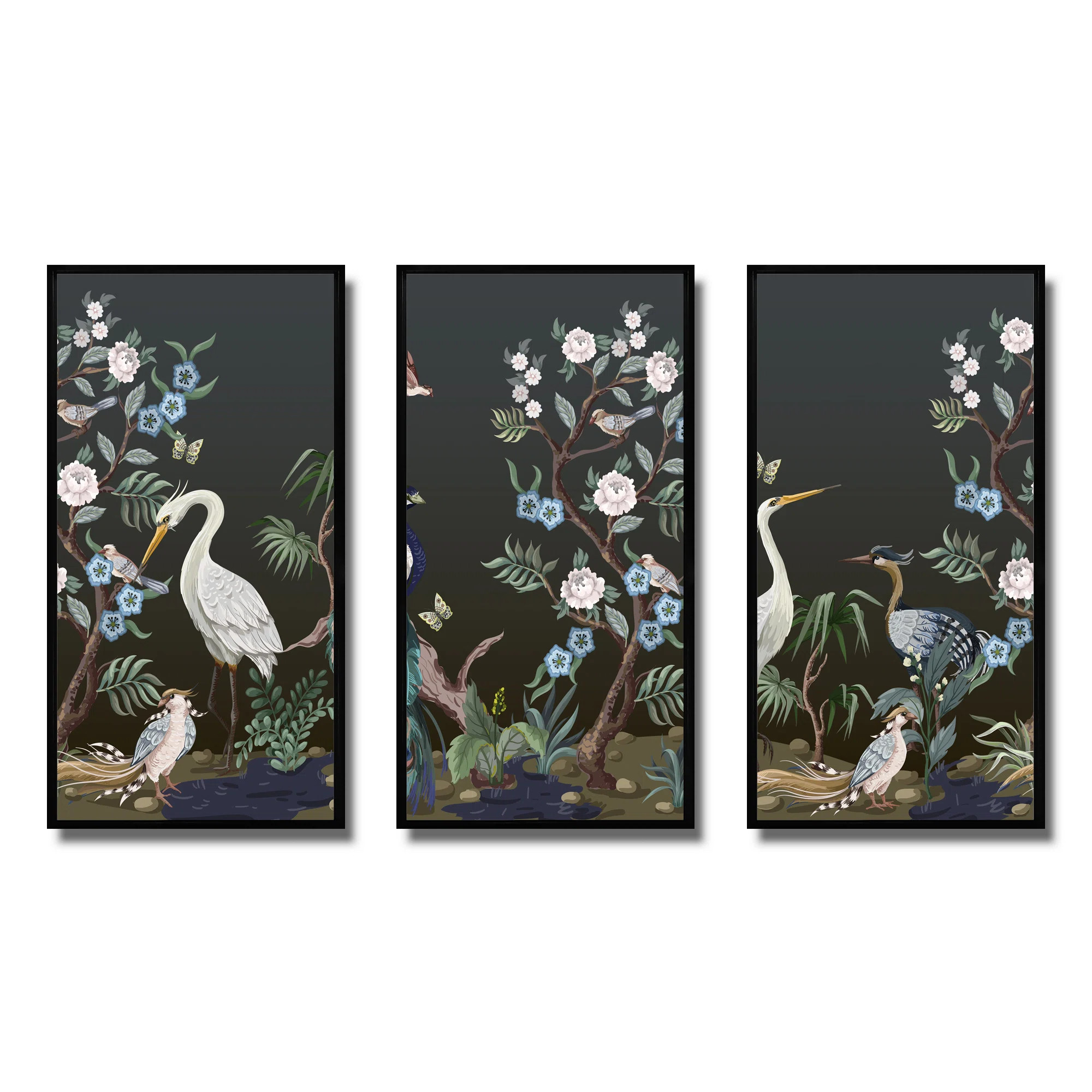 " Chinoiserie With Birds And Peonies IV " 3 - Pieces | Wayfair North America