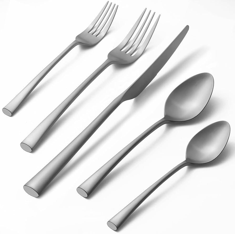 Alata Bailey 20-Piece Forged Stainless Steel Flatware Set Cutlery Set,Service for 4,Matte Satin F... | Amazon (US)