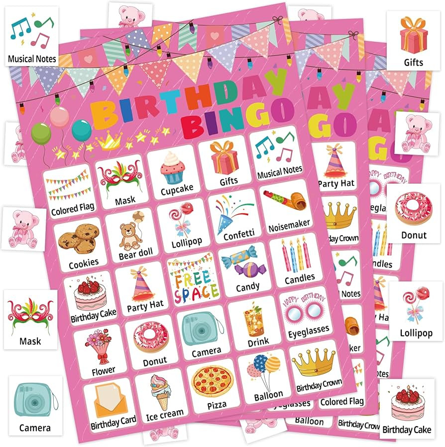 Birthday Bingo Game for Boys Girls Adults, 24 Players Birthday Bingo Cards Birthday Party Supplie... | Amazon (US)