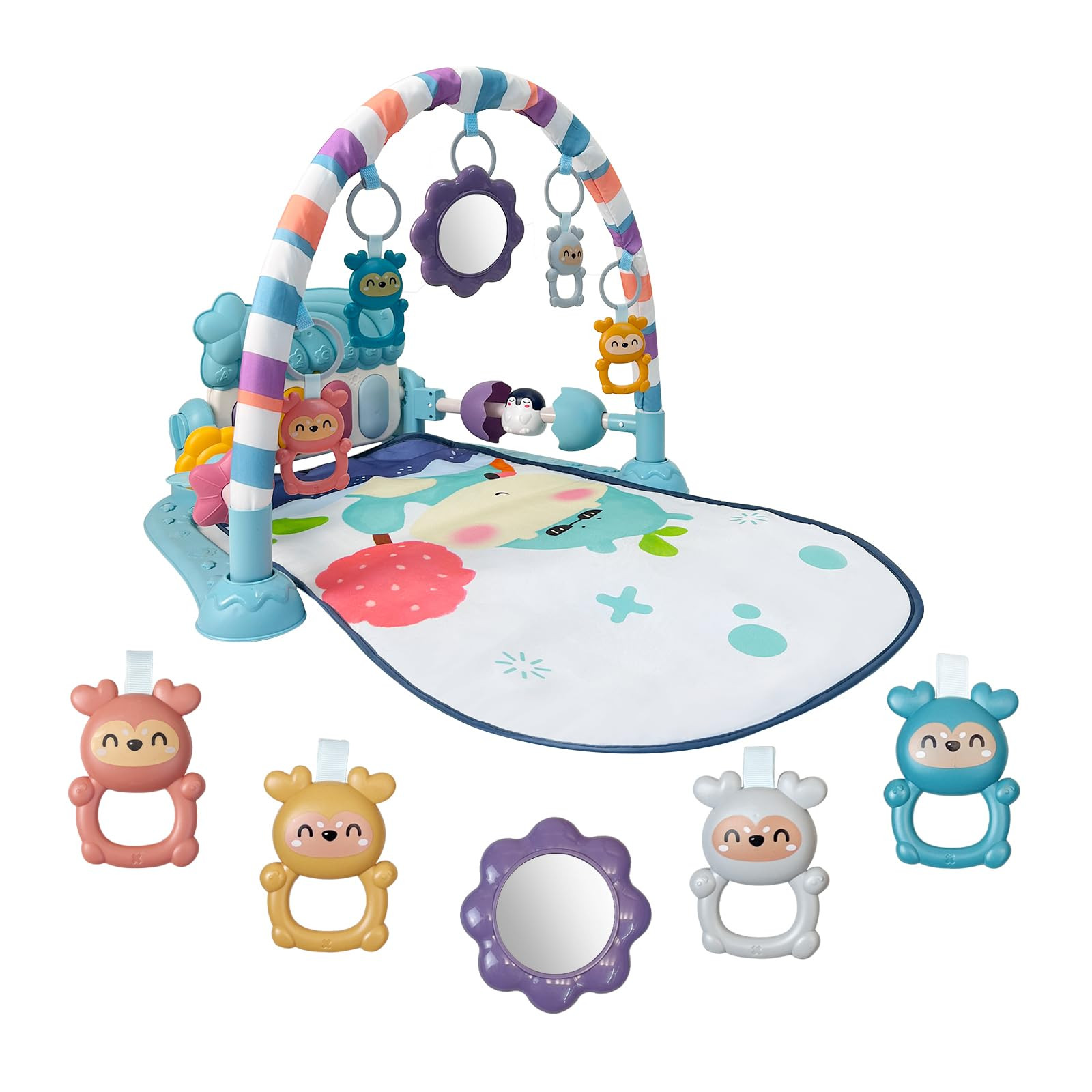 Baby Tummy Time Play Mat, Kick and Play Piano with Music and Light, Activity Gym Center for Newbo... | Amazon (US)