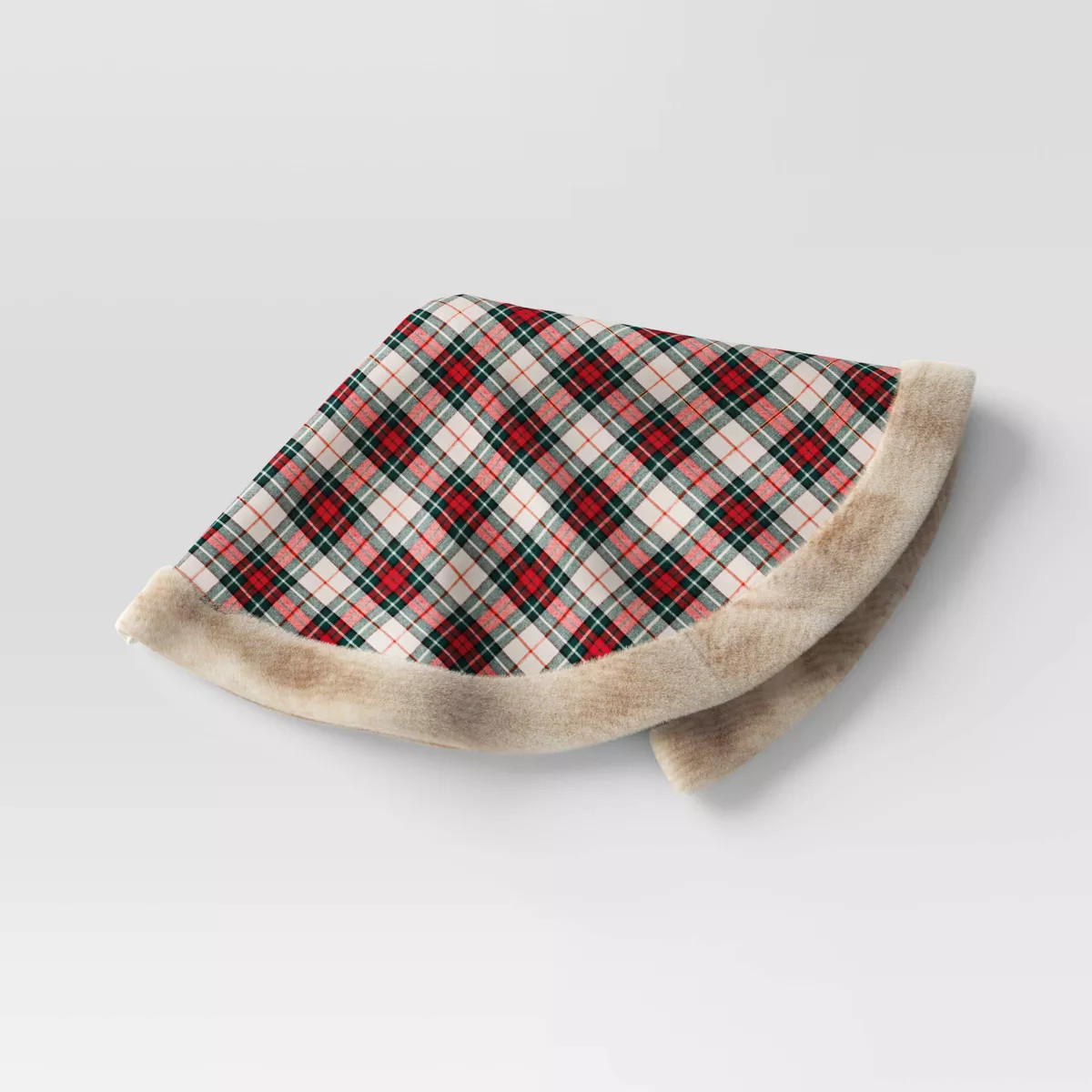 48" Plaid Christmas Tree Skirt with Faux Fur Trim Red/Brown - Wondershop™ | Target