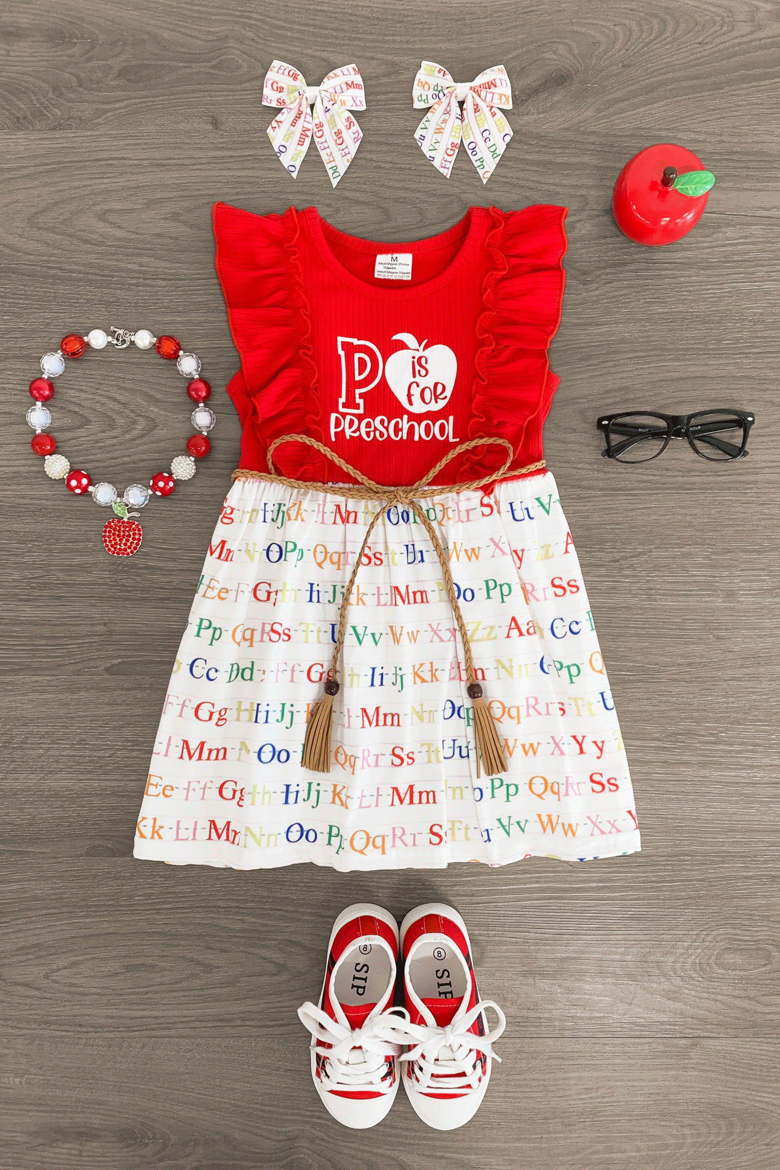 "Pre-K - 4th Grade" Rainbow Alphabet Dress | Sparkle In Pink