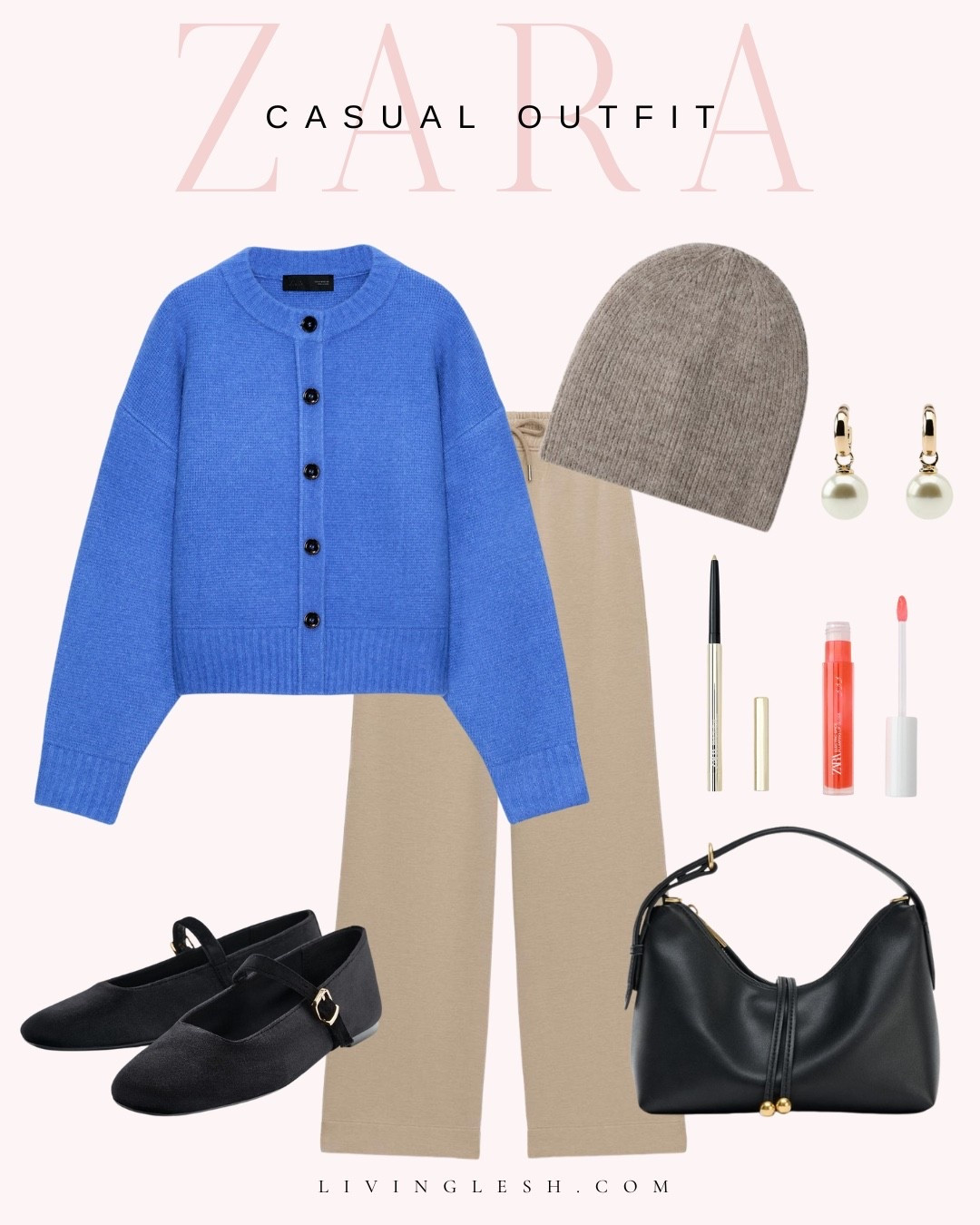 Zara | Zara style | Zara outfit | Cardigan | Sweater | Trouser pants | Wide leg pants | Ballet flats | Purse | Handbag | Lip gloss | Zara beauty | Casual outfit | Winter outfit | beanie

#LTKSeasonal #LTKootd #LTKWorkwear