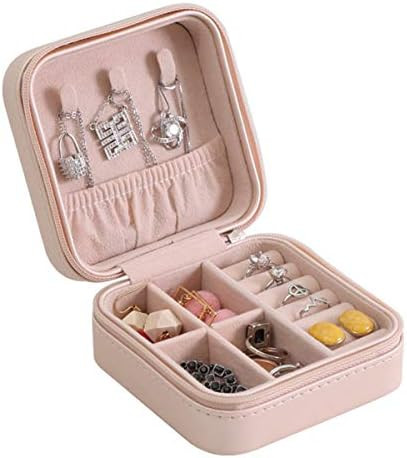 Casegrace Portable Travel Mini Jewelry Box Leather Jewellery Ring Organizer Case Storage Gift Box Gi | Amazon (US)