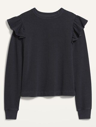 Ruffle-Trim French-Terry Cropped Sweatshirt for Women | Old Navy (US)