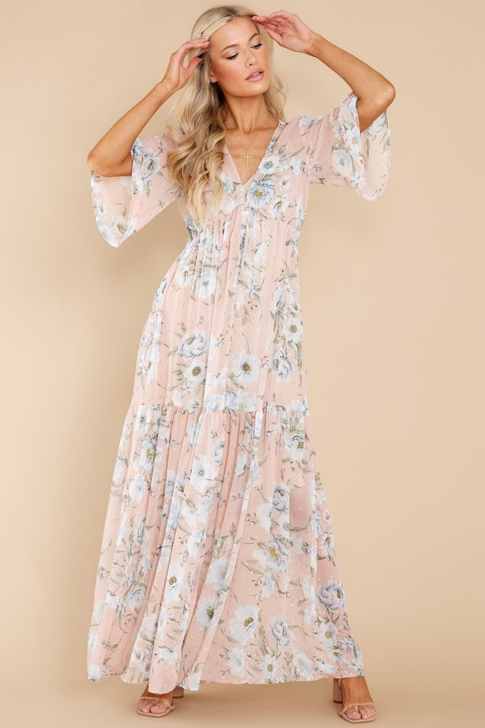 Refreshing Love Blush Pink Floral Print Maxi Dress | Red Dress 