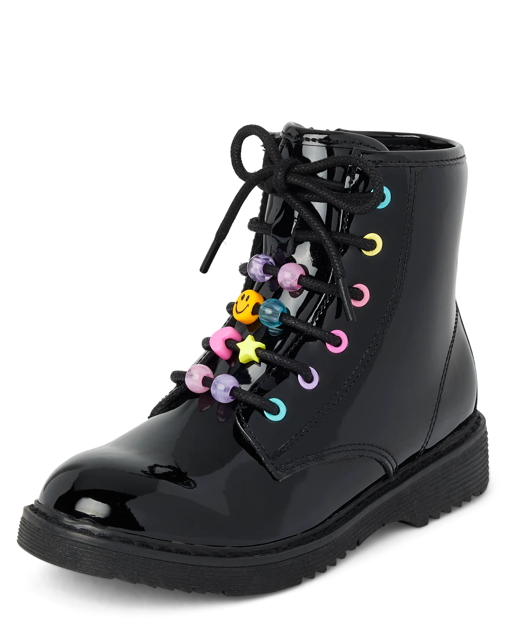 Girls Beaded Lace Up Booties - black | The Children's Place