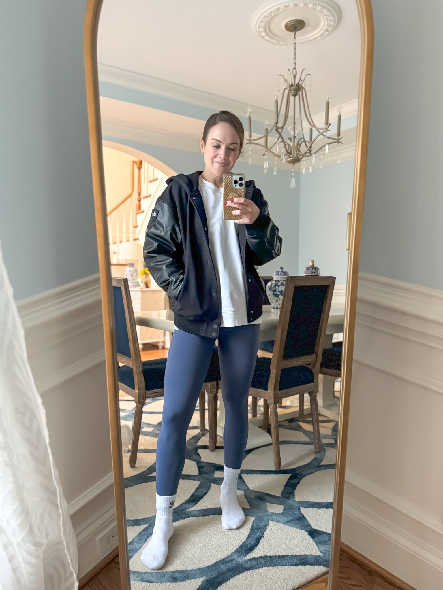 A splurge-worthy Alo Yoga bomber jacket. I’m in a small, and it’s roomy! It has a hood, pockets and faux leather sleeves.

#LTKActive #LTKFitness #LTKSeasonal