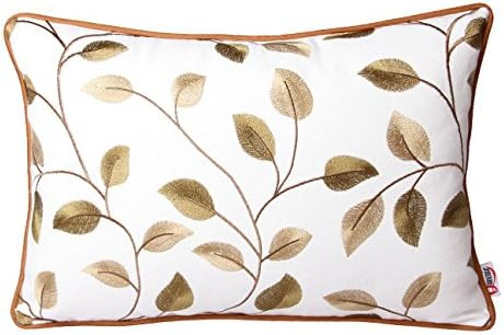 Queenie® - 1 Pc Shell Leaves Embroidery Cotton Linen Decorative Pillowcase Throw Pillow Case Cushion | Amazon (US)
