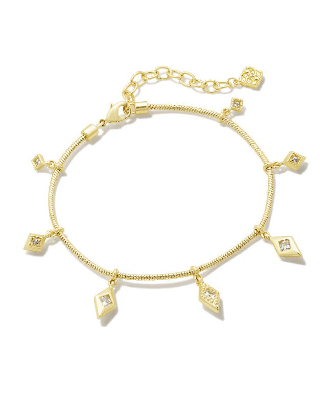 Kinsley Gold Delicate Chain Bracelet in White Crystal | Kendra Scott