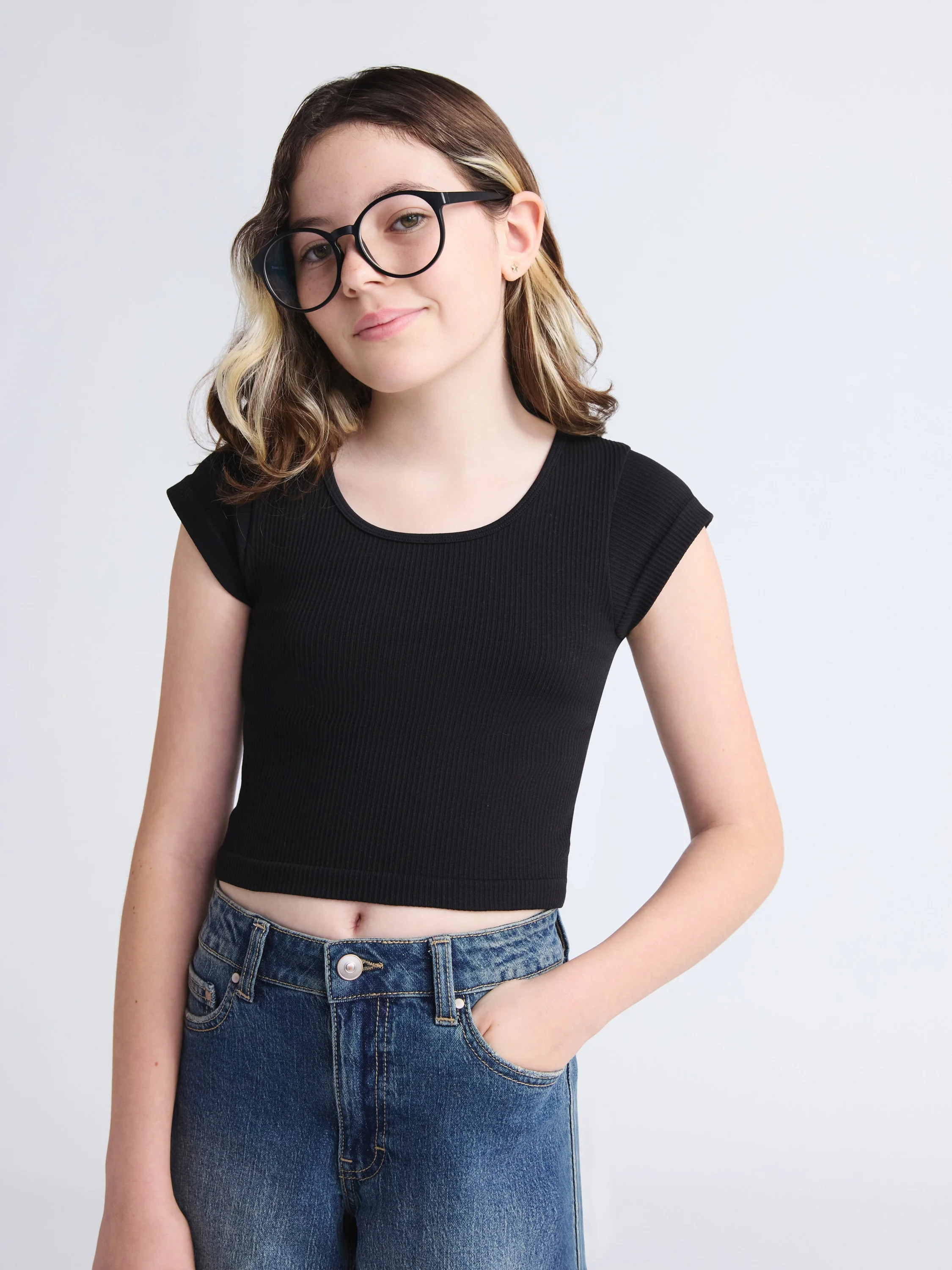 Weekend Academy Girls Cap Sleeve Seamless Top, Sizes 4-18 | Walmart (US)