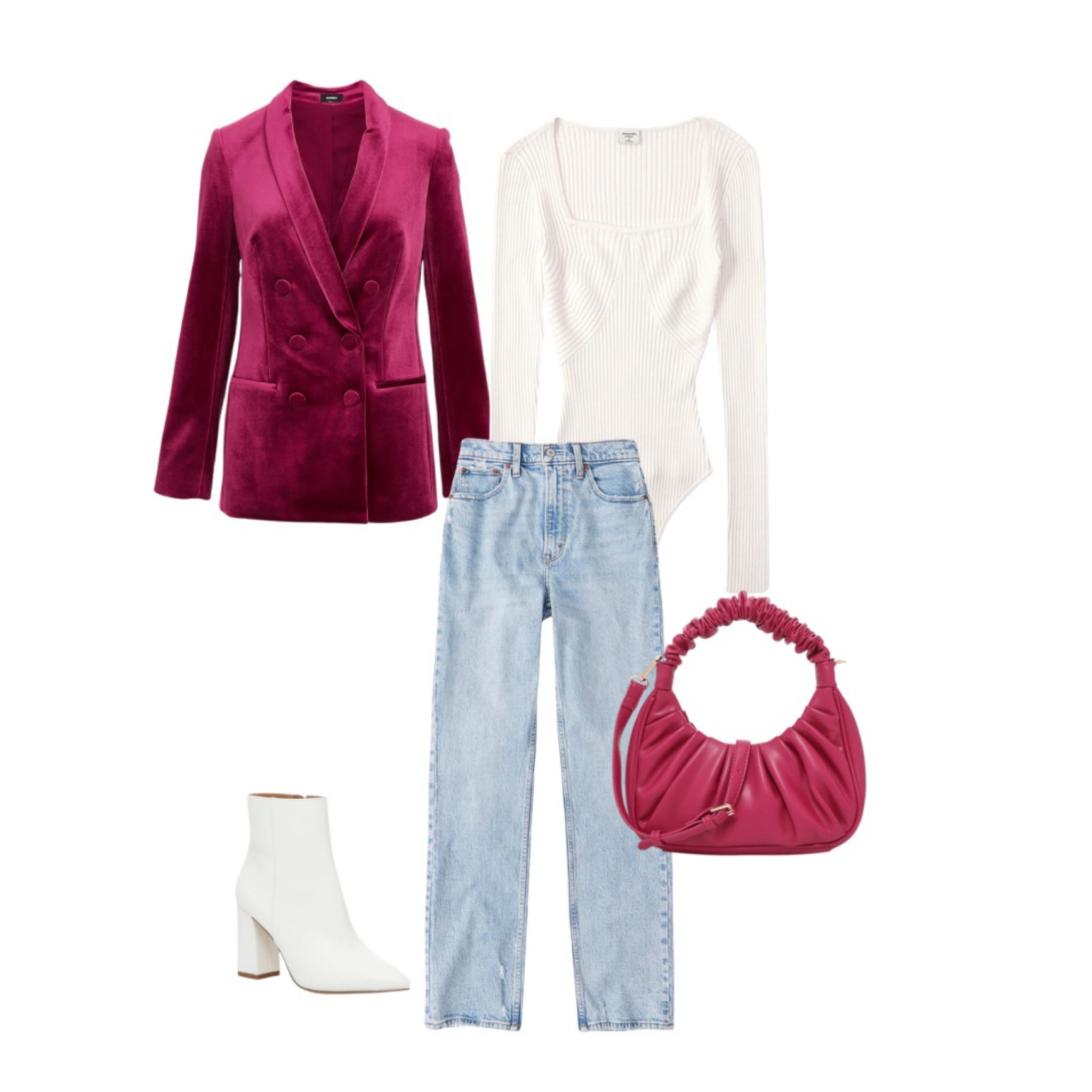 Another outfit idea with a velvet pink blazer. 

Fall outfit, velvet blazer, Abercrombie jeans, booties, pink outfit, casual work wear, cute outfit ideas. 

 #LTKsalealert #LTKunder50 #LTKstyletip #LTKunder100 #LTKshoecrush #LTKworkwear #LTKSeasonal #LTKitbag 

#LTKCyberweek #LTKcurves #LTKHoliday