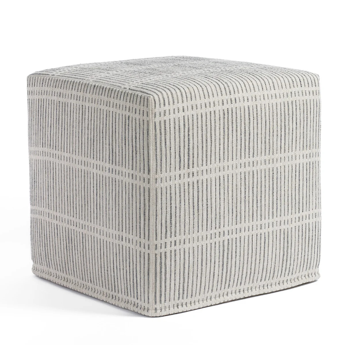 Carson Stripe 16x16 Cube Ottoman, Stone Blue | Tonic Living