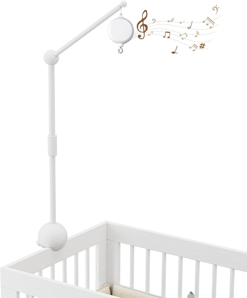 Crib Mobile Arm with Music Box,32.5 Inch White Crib Mobile Stand,Wooden Mobile Arm for Crib (2 Mo... | Amazon (US)